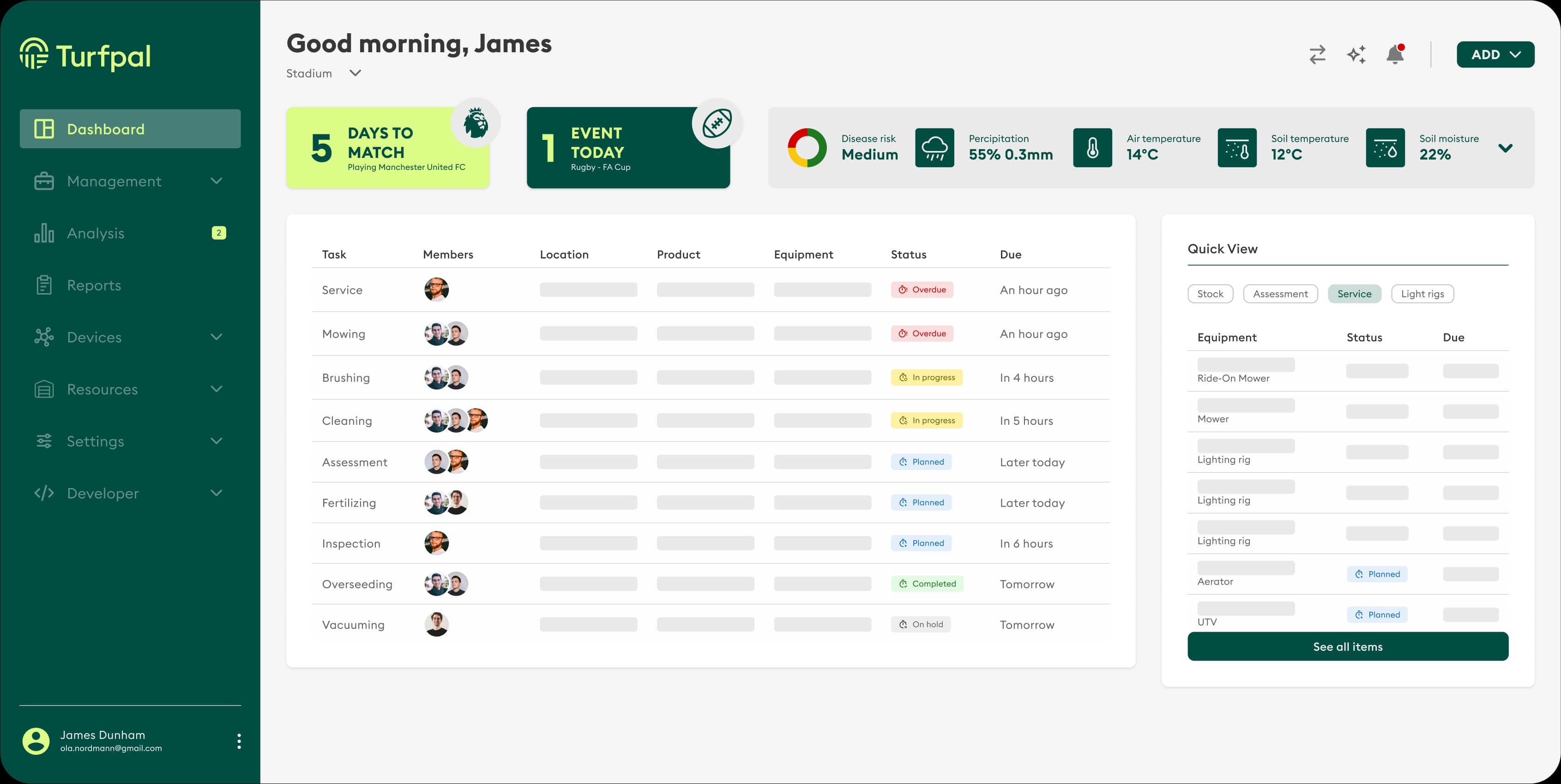 Turfpal interface preview
