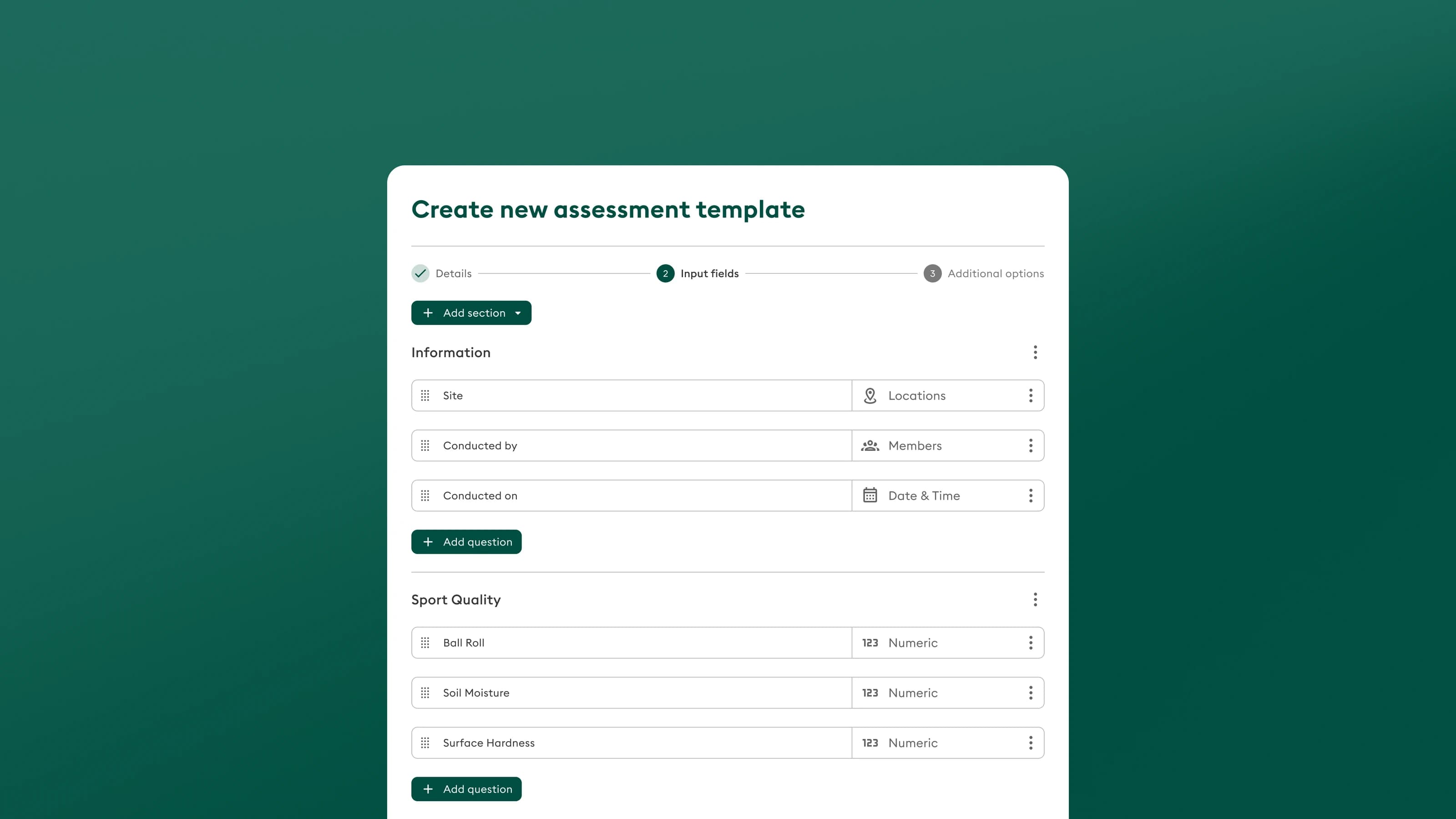 Custom assessments dashboard