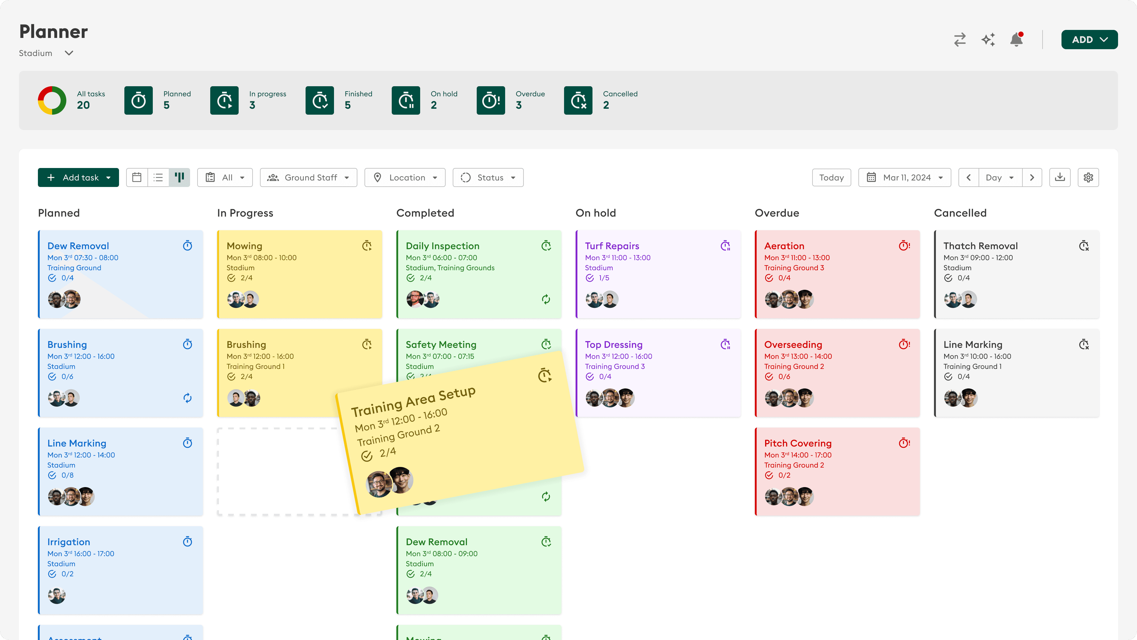Task management in Turfpal