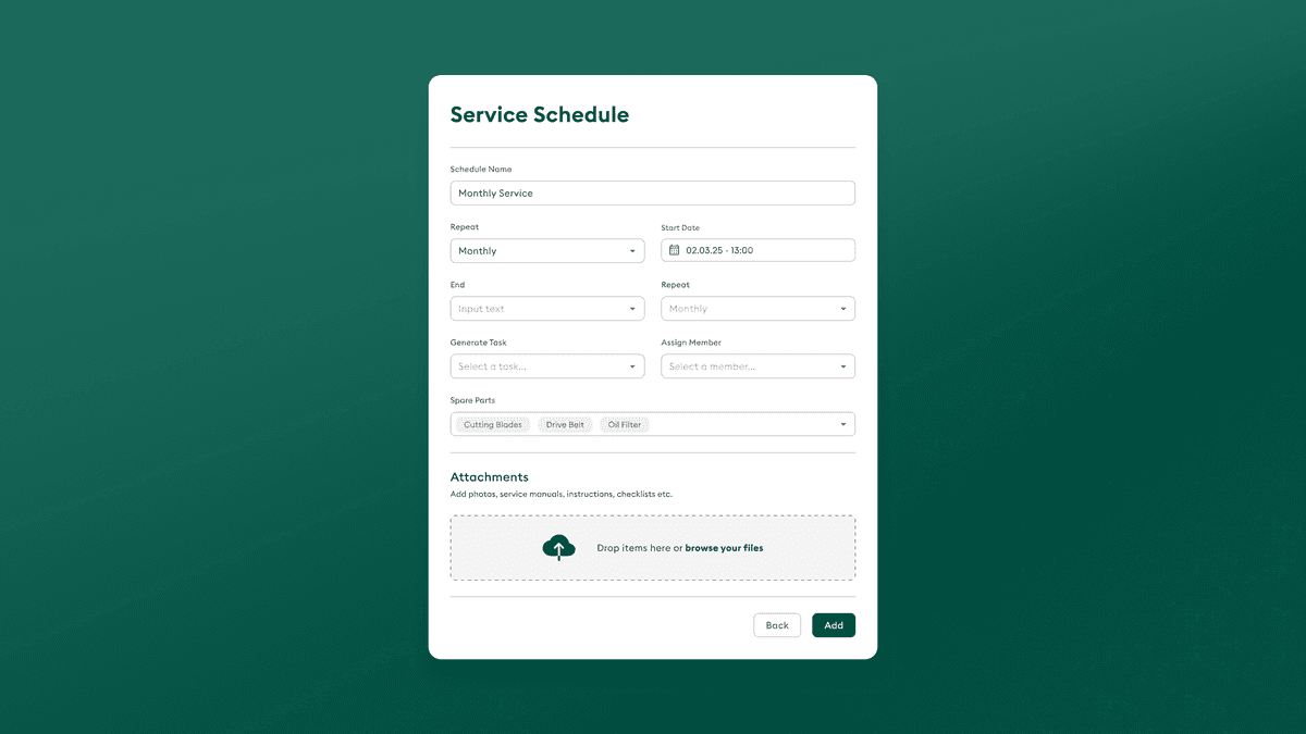 Maintenance scheduling dashboard