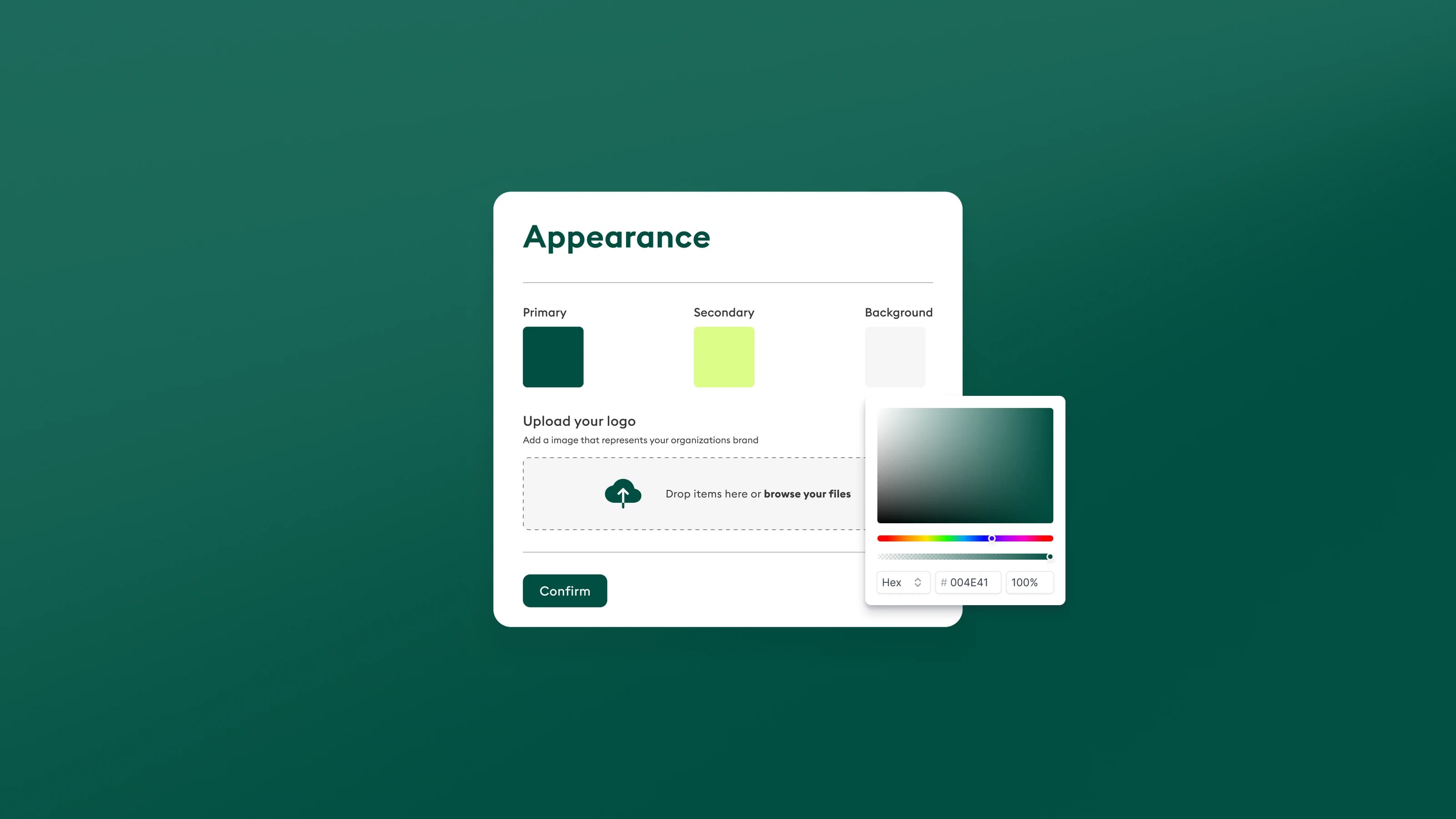 White label customization dashboard