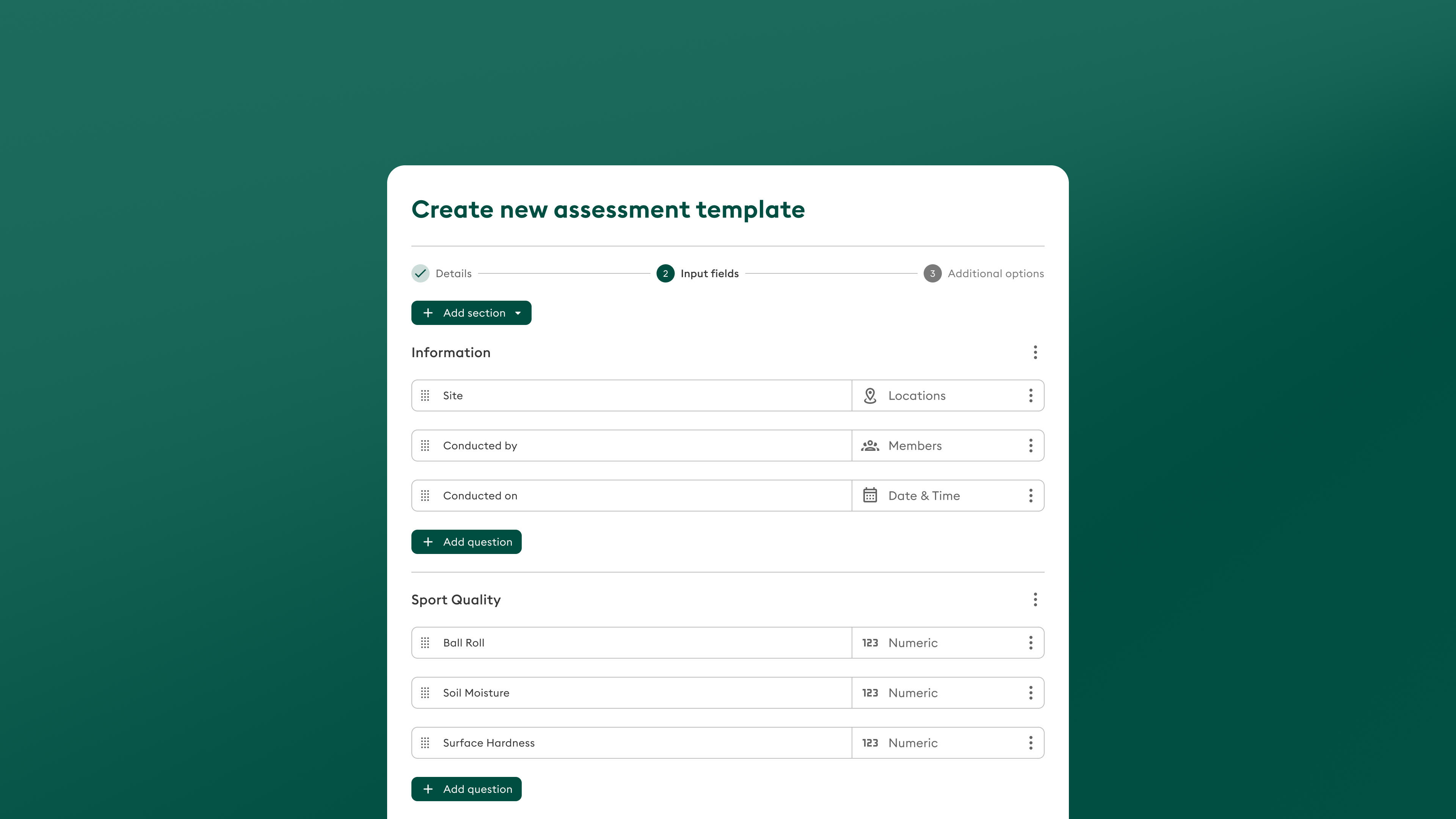 Custom assessments dashboard